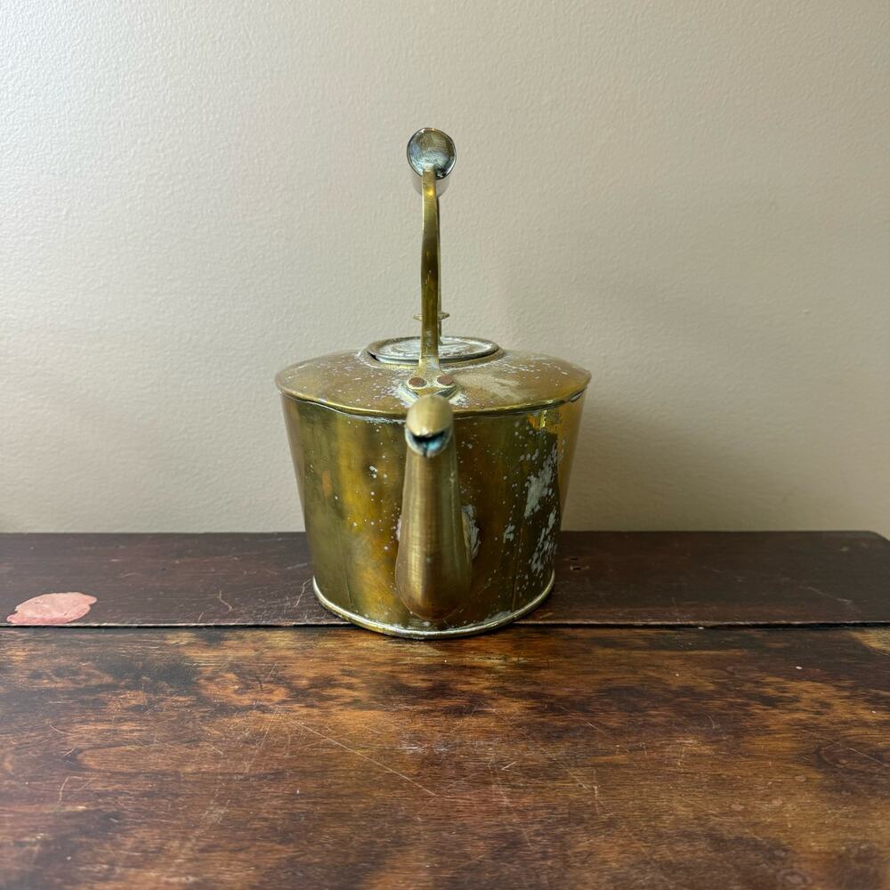 European Farmhouse Antique Brass‎ Teapot Tea Kettle with lid - Picture 4 of 9